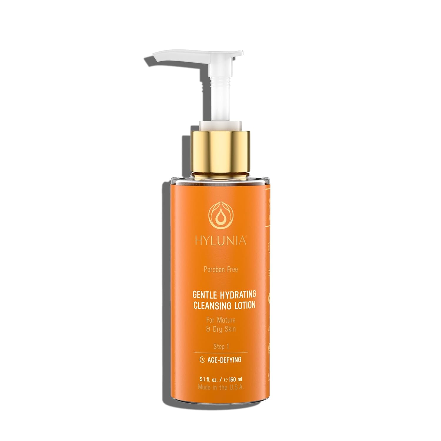 Hylunia Skincare Gentle Cleansing Lotion 5.1 Oz With Hyaluronic Acid & Olive Oil Squalene – Hydrating, Non-Drying, Ph Balanced Facial Cleanser For Sensitive & Mature Skin, Makeup Remover