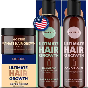 Moerie Mineral Shampoo And Conditioner Plus Hair Mask Pack – The Ultimate Hair Care Set – For Longer, Thicker, Fuller Hair - Vegan Hair Products – Paraben Free Hair Products