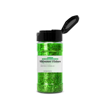 Bakell Edible Glitter Flakes | Vegan Green Edible Shimmer Flakes | Kosher Certified | Halal Certified | 100% Edible & Food Grade | Cakes, Cupcakes, Decoration (Green, 45G)