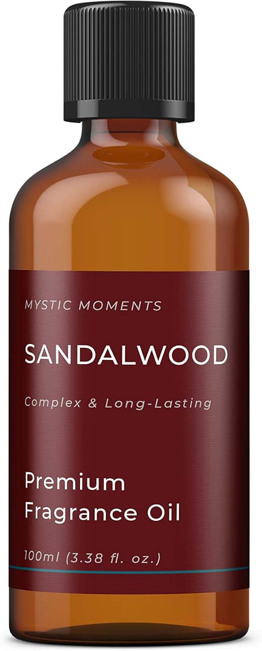 Mystic Moments | Sandalwood Fragrance Oil - 100Ml - Perfect For Soaps, Candles, Bath Bombs, Oil Burners, Diffusers And Skin & Hair Care Items