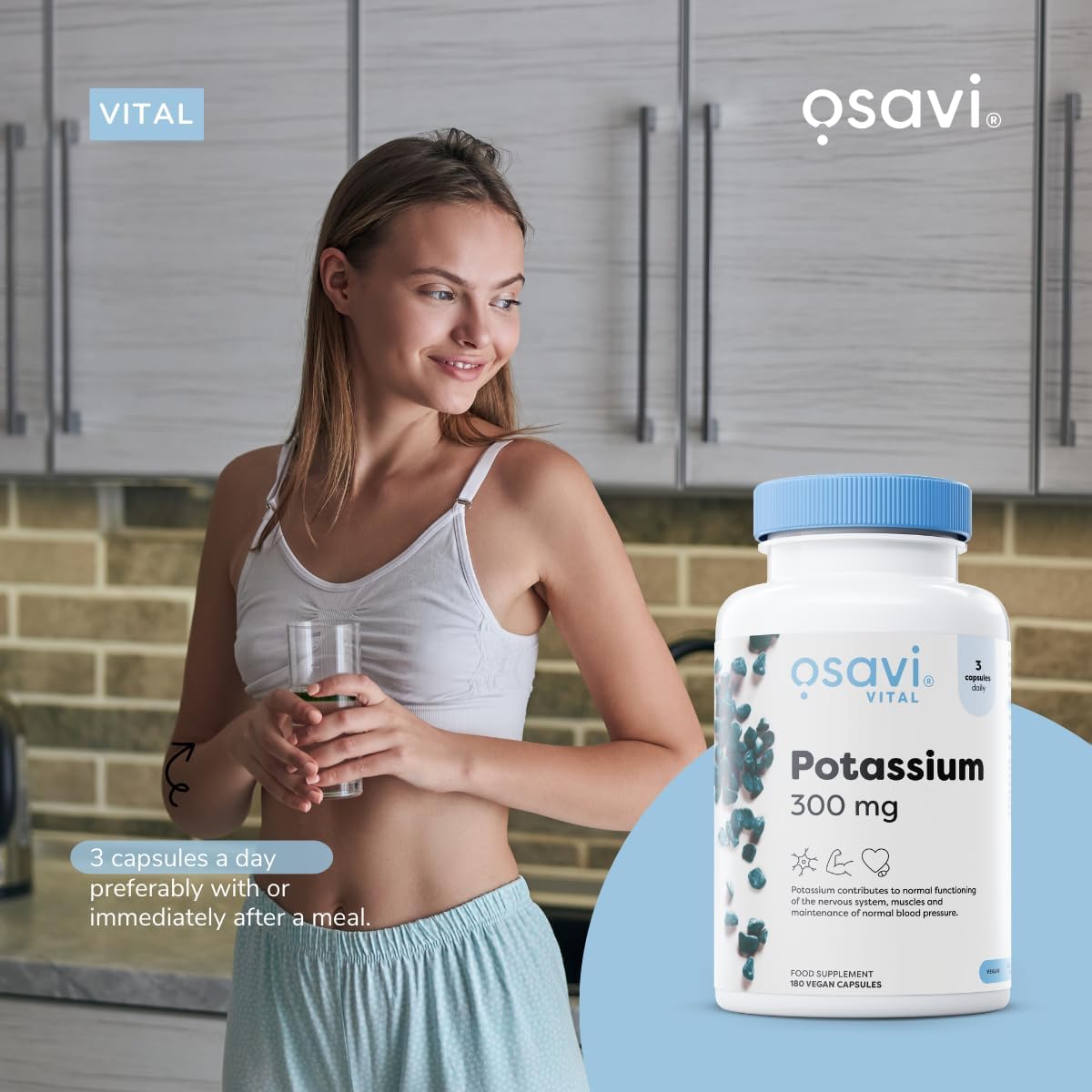 Osavi Potassium 300mg – 90 Vegan Capsules | Highly Absorbable Potassium Citrate for Nervous System, Muscle Function, and Blood Pressure Support | Clean Label, Vegan Friendly : Amazon.co.uk: Health & Personal Care