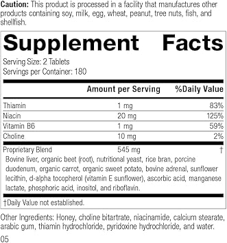 Standard Process Cataplex B Gf - Gluten-Free, Whole Food Formula With Niacin, Vitamin B6, Thiamine, And Inositol, Supports Metabolic, Cardiovascular And Nervous System Health - 360 Tablets