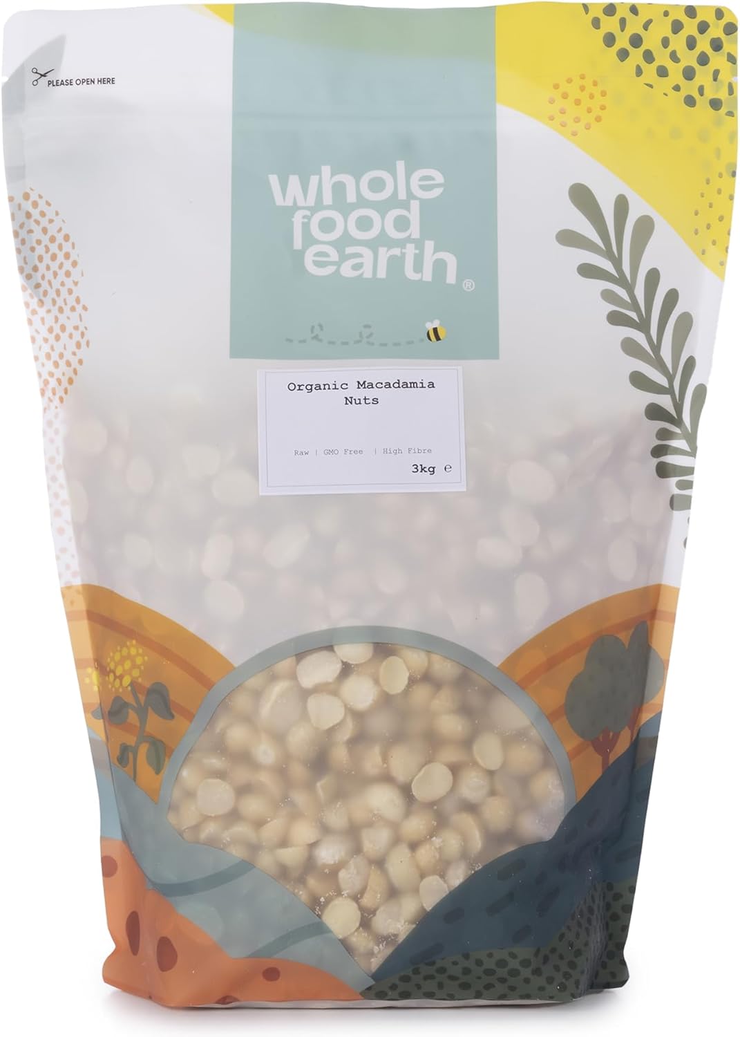 Wholefood Earth Organic Macadamia Nuts 500G Raw | Gmo Free | Vegan | High Fibre | Certified Organic