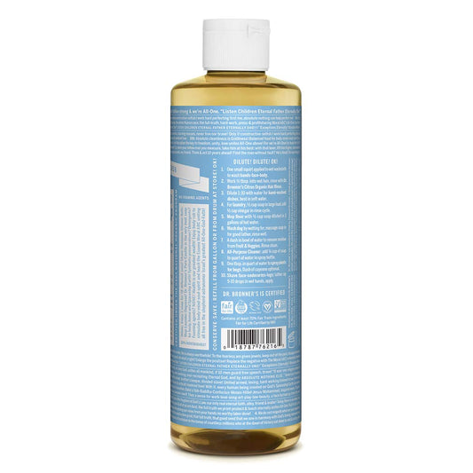 Dr. Bronner'S Un-Scented Baby Mild Pure-Castile Liquid Soap, 475Ml Bottle