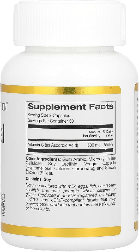 California Gold Nutrition Liposomal Vitamin C, 500 Mg, 60 Veggie Capsules (250 Mg Per Capsule)