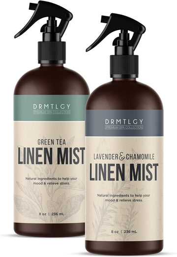 Drmtlgy Natural Linen And Room Spray Set - Pillow Spray, Linen Mist, & Fabric Spray 2 Pack - Lavender Chamomile & Green Tea