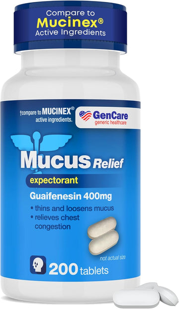 Gencare Mucus Relief Expectorant Guaifenesin 400 Mg 300 Tablets Value Pack - Fast Acting Thinning Of Mucus For Colds, Chest Congestion, Flu, Coughing And Allergies