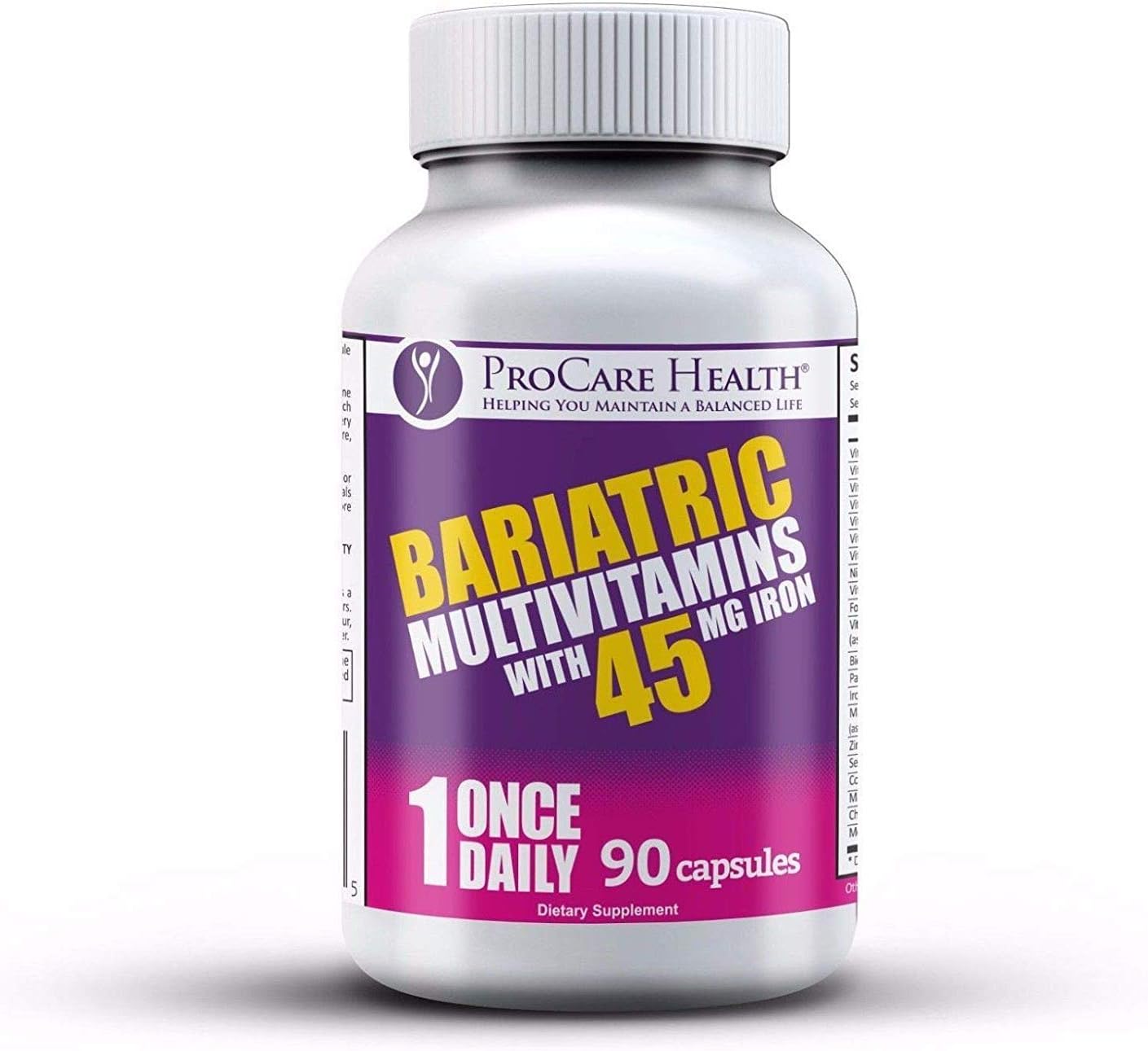 ProCare Health - Bariatric Multivitamin Capsule - 45mg Iron - 1 Once Daily - 90ct Bottle