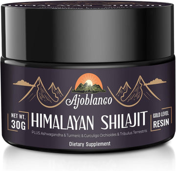 Ajoblanco 600Mg Shilajit Pure Himalayan Organic Shilajit Resin - Himalayan Shilajit Resin With Organic Ayurvedic Blend In High Potency For Energy, Strength & Immunity, 30 Grams