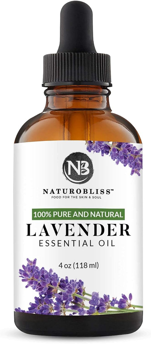100% Pure & Natural Lavender Essential Oil Therapeutic Grade Premium Quality Lavender Oil with Glass Dropper - Huge 4 fl. Oz - Perfect for Aromatherapy and Relaxation