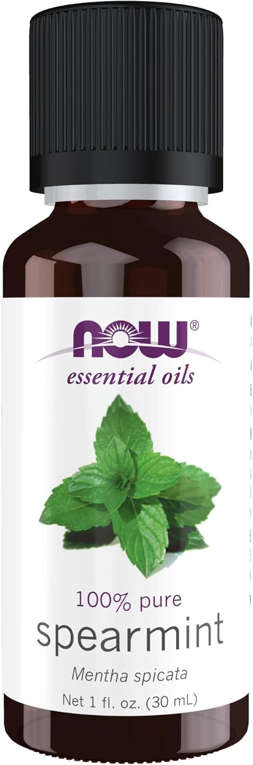 Now Essential Oils, Spearmint Oil, Stimulating Aromatherapy Scent, Steam Distilled, 100% Pure, Vegan, Child Resistant Cap, 1-
