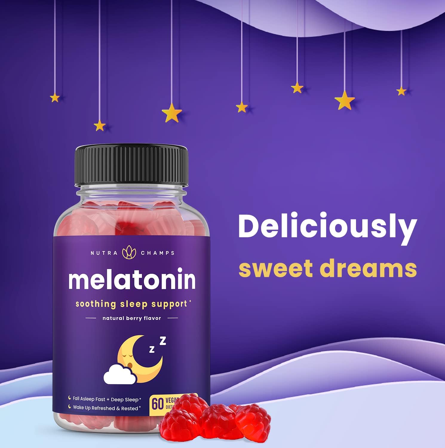 Melatonin Gummies for Kids & Adults | Natural Sleep Aid Drug-Free, Vegan Berry Flavor Kids Melatonin Gummy Supplement | 2.5mg, 5mg or 10mg Dose | Sleeping Pills Substitute : Health & Household