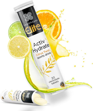Healthspan Elite Electrolyte Tablet - Zero Sugar With Essential Minerals & Electrolytes - Citrus Twist Flavour - Boost Hydration, Performance & Wellness - All Blacks Official Partner - 40 Tablets