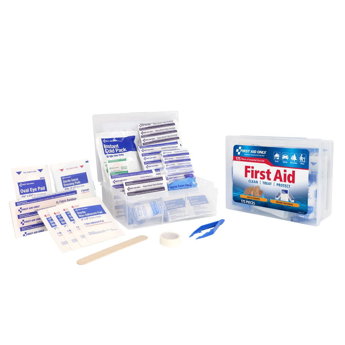 First Aid Only 59695 Clean & Protect Everyday Emergency First Aid Kit For Home, Work And Travel, 175 Pieces