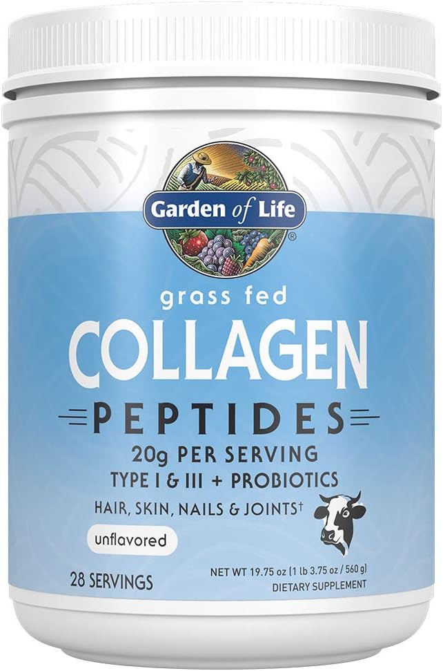 Garden Of Life Grass Fed Collagen Peptides Powder – Unflavored Collagen Powder For Women Men Hair Skin Nails Joints, Hydrolyzed Collagen Protein Supplements, Post Workout, Paleo & Keto, 28 Servings