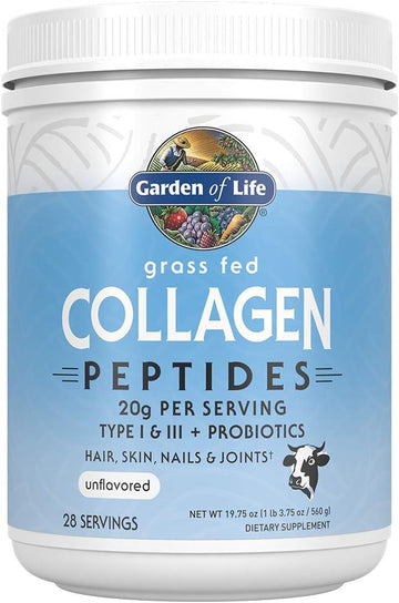 Garden Of Life Grass Fed Collagen Peptides Powder – Unflavored Collagen Powder For Women Men Hair Skin Nails Joints, Hydrolyzed Collagen Protein Supplements, Post Workout, Paleo & Keto, 28 Servings