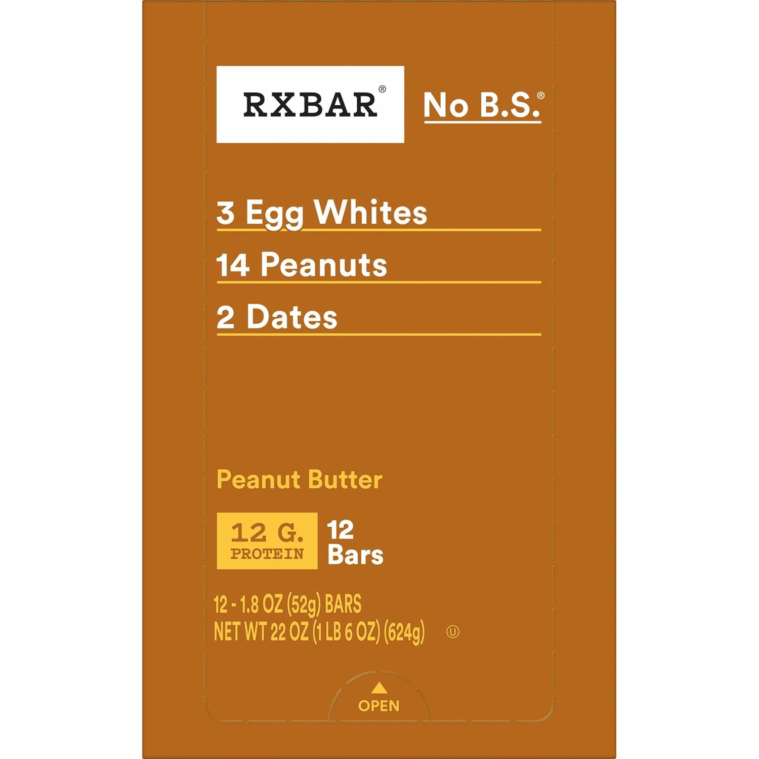 RXBAR Protein Bars, 12g Protein, Gluten Free Snacks, Snack Bars, Peanut Butter, 22oz Box (12 Bars) : Grocery & Gourmet Food