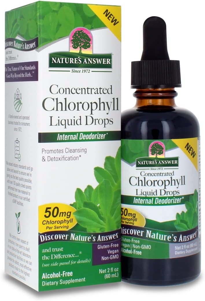 Nature'S Answer Alcohol-Free Chlorophyll 50Mg 2 Liq | Internal Deodorant | Skin And Hair Support | Supports Immune Function, Detoxification | Gluten Free, Non-Gmo | Single Count