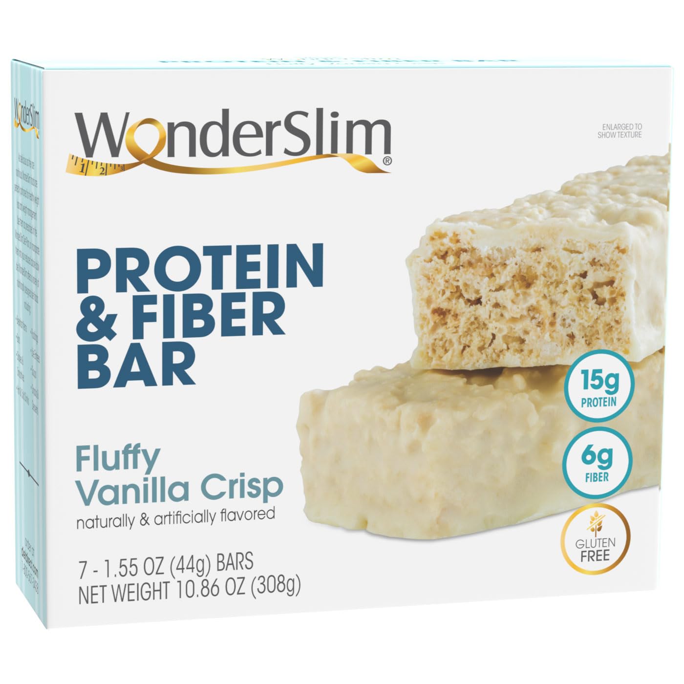WonderSlim Protein & Fiber Bar, Fluffy Vanilla Crisp - 15g Protein, 7g Fiber, Gluten Free (7ct)