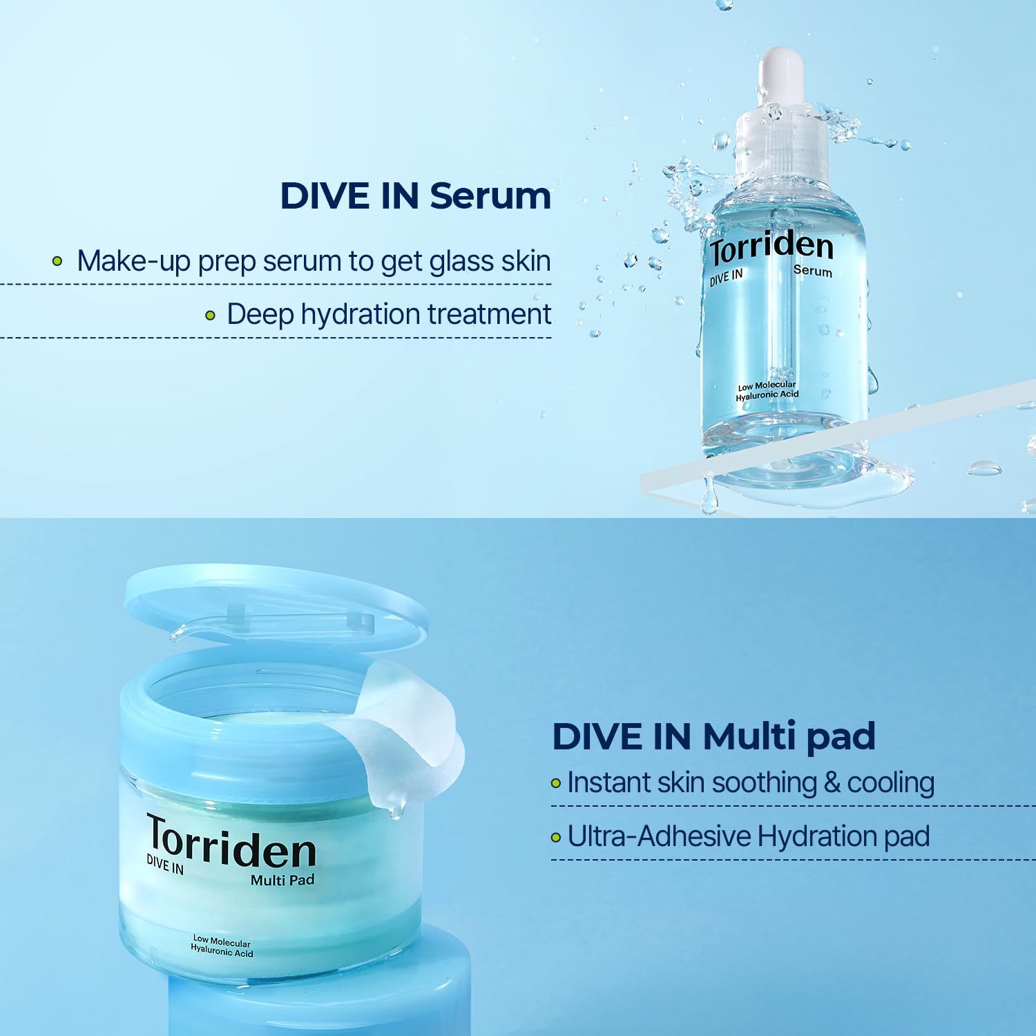 Torriden DIVE IN Serum 1.69 fl.oz. + DIVE IN Toner Pad (80 pads) | Instant Soothing and Hydrating | Korean Skin Care : Beauty & Personal Care