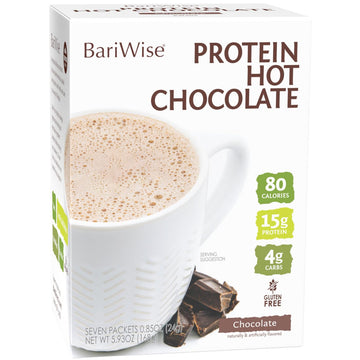 Bariwise Protein Hot Chocolate, Hot Cocoa, Low Sugar, Low Carb, Keto Friendly & Gluten Free (7Ct)