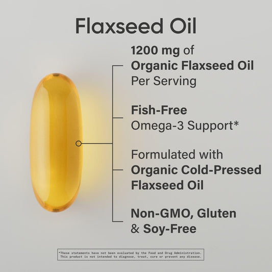 Sports Research Flaxseed Oil Softgels 1242Mg - Plant Based Omega 3 Supplement For Women & Men - Non-Gmo Verified, Soy & Gluten Free (200 Count)