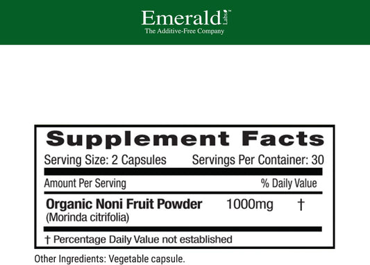 EMERALD LABS Noni Fruit - Digestive, Antioxidant & Immune Support Supplement - Offers Dietary Fiber for Gut Health - 60 Vegetable Capsules (30-Day Supply)