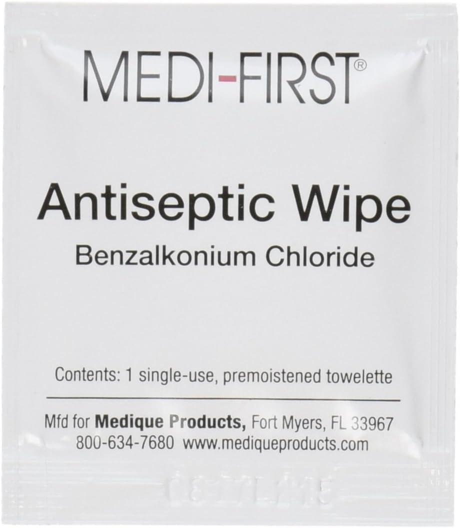 Medique Medi-First Antiseptic Wipes, Benzalkonium Chloride Cleansing Towelettes, 20 Pack - 21471 : Health & Household