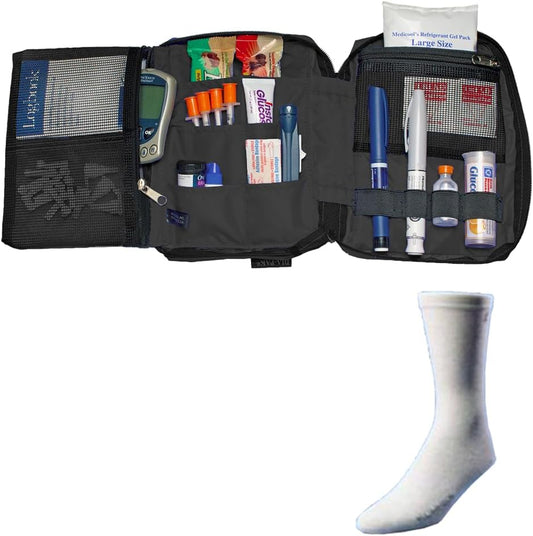 Dia-Pak Deluxe Black Insulin Carrying Case And Euro Comfort Sock Bundle | Dpdelx/Bk-Euro-Xl : Health & Household