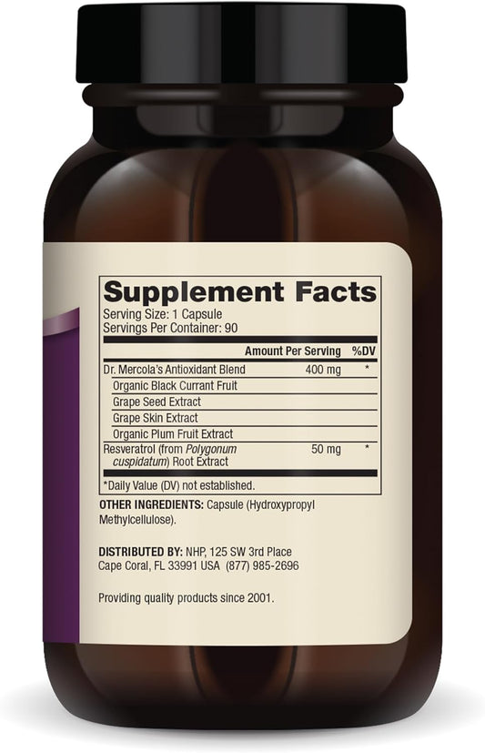 Dr. Mercola Purple Defense, 90 Servings (90 Capsules), With Resveratrol, Dietary Supplement, Supports Brain & Cognitive Function, Non-Gmo