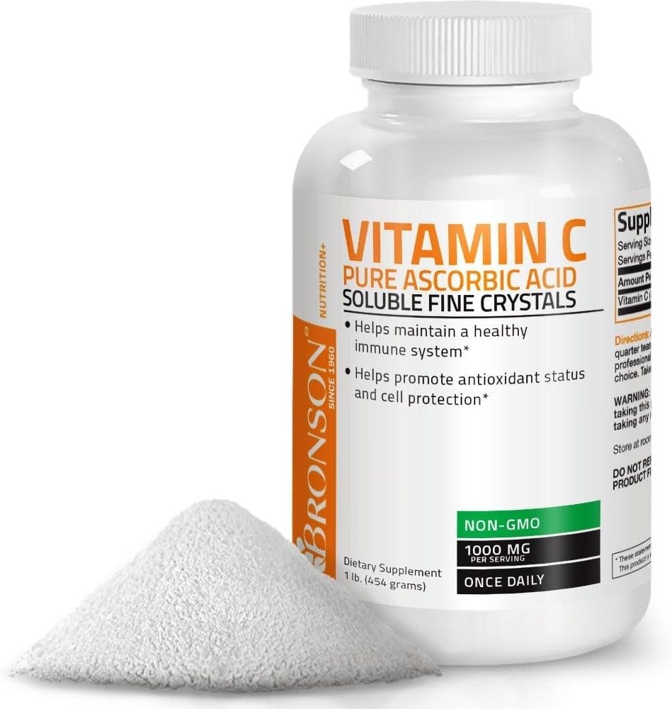 Vitamin C Powder Pure Ascorbic Acid Soluble Fine Non Gmo Crystals – Promotes Healthy Immune System And Cell Protection – Powerful Antioxidant - 1 Pound (16 Ounces)