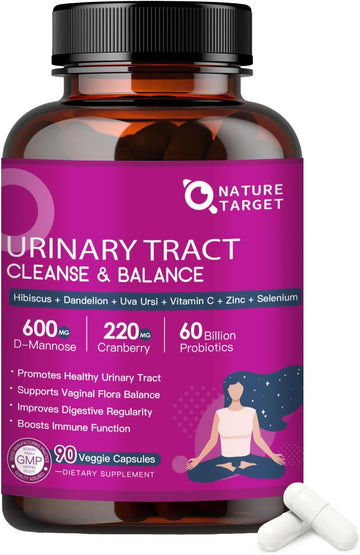 Probiotics For Women Urinary Tract Health With D Mannose & Cranberry - 60 Billion Cfus Vaginal Probiotics With Prebiotics, Digestive Enzymes For Women Digestive Health, Uti & Ph Balance - 90 Capsules