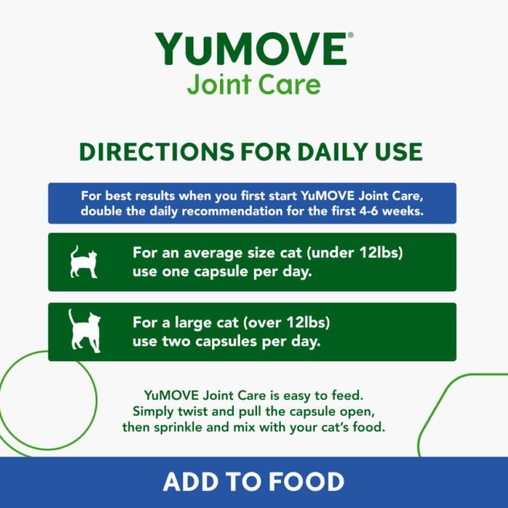 YuMOVE Senior Cat | Joint Supplement for Older, Stiff Cats, with Glucosamine, Chondroitin, Green Lipped Mussel, FOR SENIOR CATS and Breeds | 60 Capsules :Pet Supplies