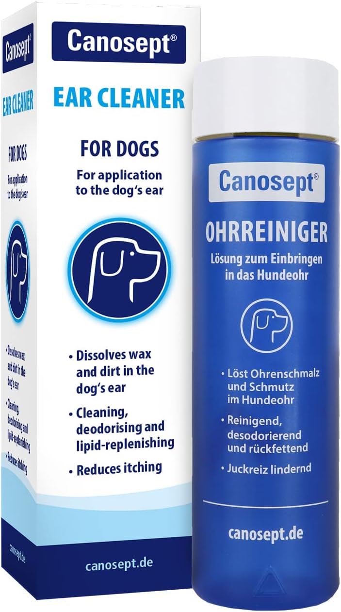 Canosept Dog Ear Cleaner 125ml - Dog ear cleaner solution - Dog ear drops - Dog ear wash - Reduces itching - Cleaning, deodorising and lipid-replenishing - Refreshes and cares?250654
