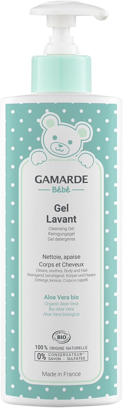 Gamarde Organic Cosmetics: Baby Cleansing Gel (Without Soap), 100% Natural, Dermatologically Tested Baby Product, Hypoallergenic Cleansing For Skin And Hair, Baby Cream For Babies And Toddlers, 400 Ml