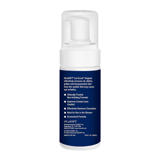 Ocusoft Lid Scrub Original Foaming Eyelid Cleanser - Mild Instant Foaming Eyelid & Eyelash Cleanser - Daily Eyelid Wash To Remove Oil, Dust, Pollen & Eye Makeup - 7.25 Fl Oz