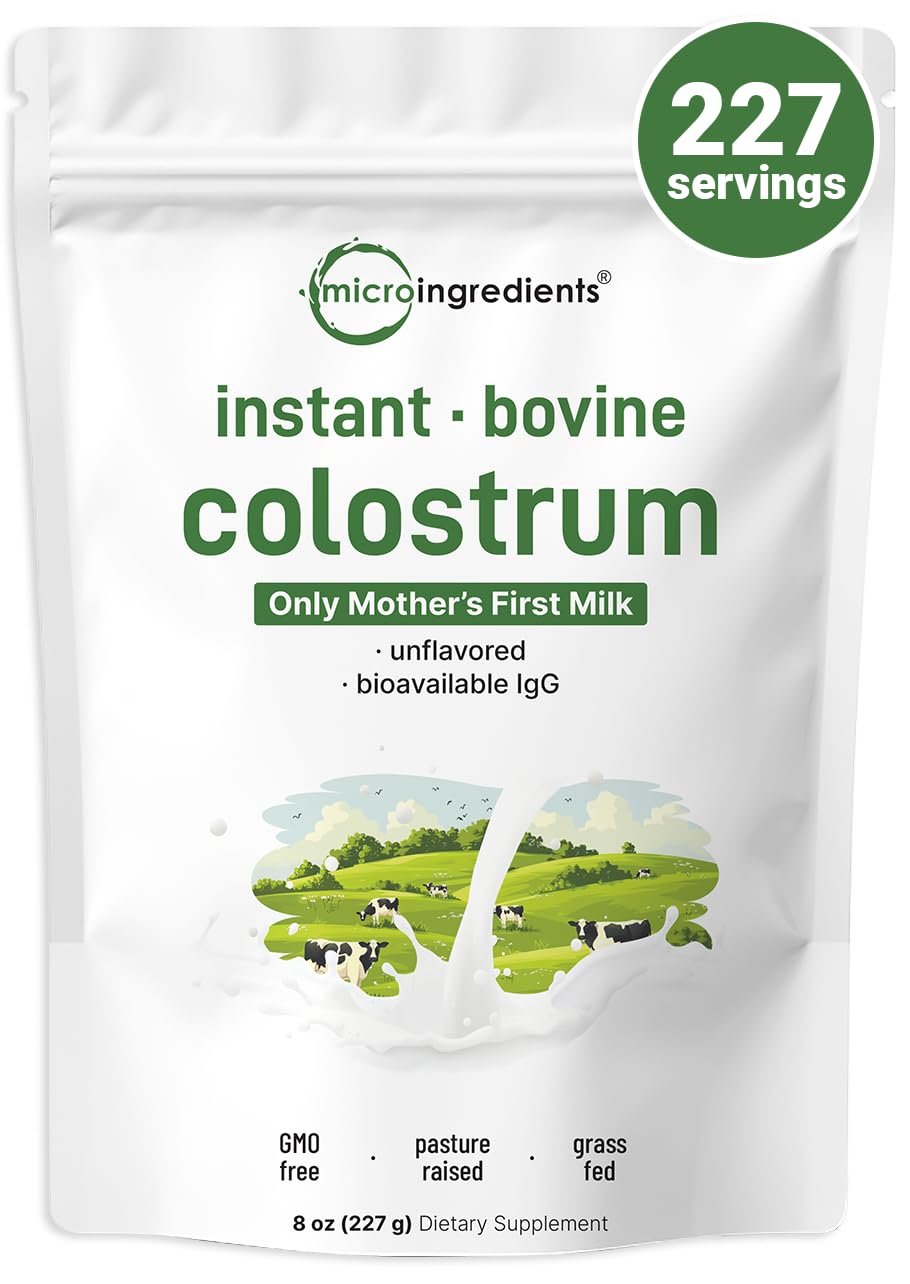 Instant Bovine Colostrum Powder, 8Oz (227 Servings) | Premium Mother’S First Milk | Natural Igg & Iga | Grass-Fed Source | Immune Support & Gut Health Superfood | Unflavored, Non-Gmo, Gluten Free