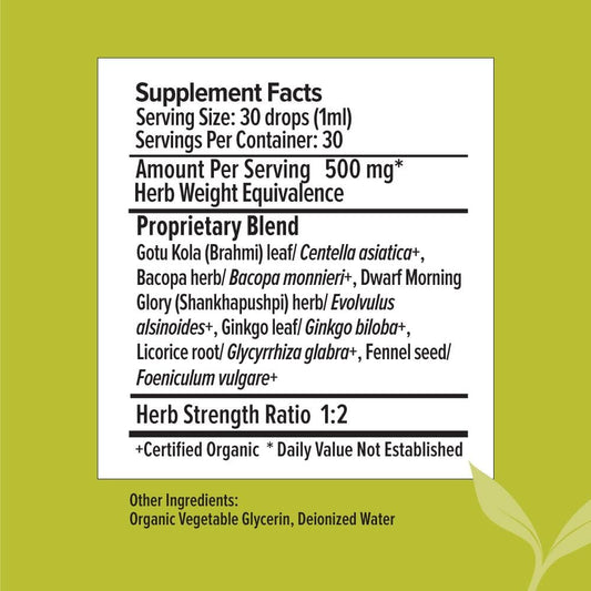 Banyan Botanicals Organic Focus Liq Extract, USDA Certified Organic, Ayurvedic Herbal Nootropic Formula Designed to Provide Mental Support When You Need to be Focused, Aware, and Alert