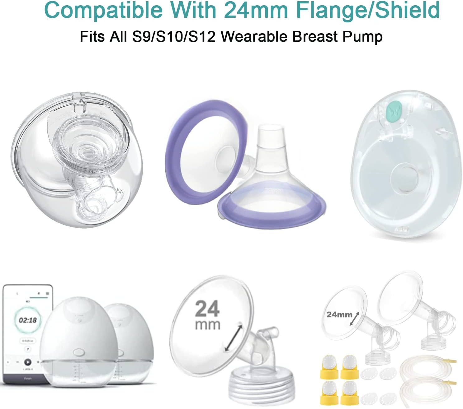 Flange Inserts 19mm for Medela,Spectra 24mm Shields/Flanges,Compatible with Momcozy S12 Pro/S9 Pro/S9/S12 Wearable Breast Pump,Reduce 24mm Nipple Tunnel Down to 19mm,4PCS : Baby