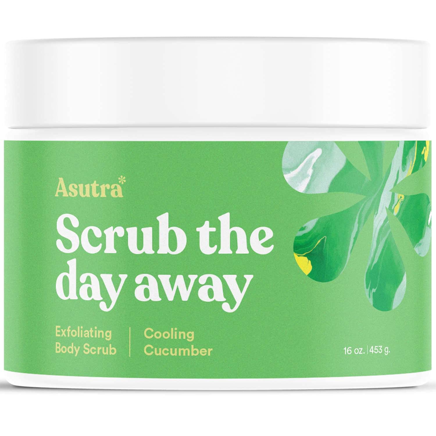 ASUTRA Dead Sea Salt Body Scrub Exfoliator (Cooling Cucumber), NEW BIGGER 16 oz size | Ultra Hydrating, Gentle, & Moisturizing | Coconut, Cucumber, and Peppermint Oils | Includes Wooden Spoon