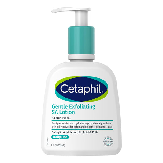 Cetaphil Gentle Exfoliating Sa Lotion, Lightweight Moisturizer For All Skin Types, 8 Oz Pump Bottle, Salicylic Acid, Mandelic Acid & Gluconolactone, Gently Exfoliates, Dermatologist Recommended Brand