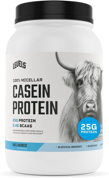 Levels 100% Micellar Casein Protein, Hormone Free, Unflavored 2LB