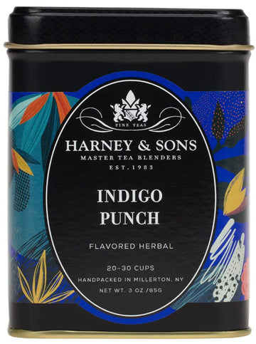 Harney & Sons Indigo Punch | 3 oz Loose Leaf Tea w/ Butterfly Pea Flower with Rose Hips, Apple Pieces, and Raspberry : Grocery & Gourmet Food