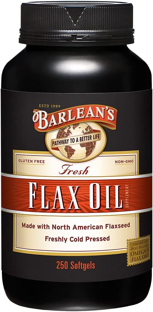 Barlean'S Omega 3 6 9 Flaxseed Oil Supplements, Cold-Pressed Flax Seed Supplement Softgels With 1650 Mg Ala Fatty Acids, 250 Count