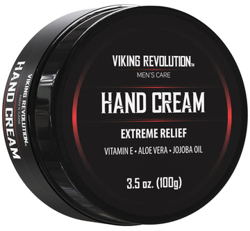 Viking Revolution Mens Hand Cream For Men - Hand Cream For Dry Cracked Hands Repair Cream - Dry Hand Cream For Dry Hands Balm - Aloe Vera Dry Hands Treatment Skin Moisturizer With Vitamin E (3.5Oz)