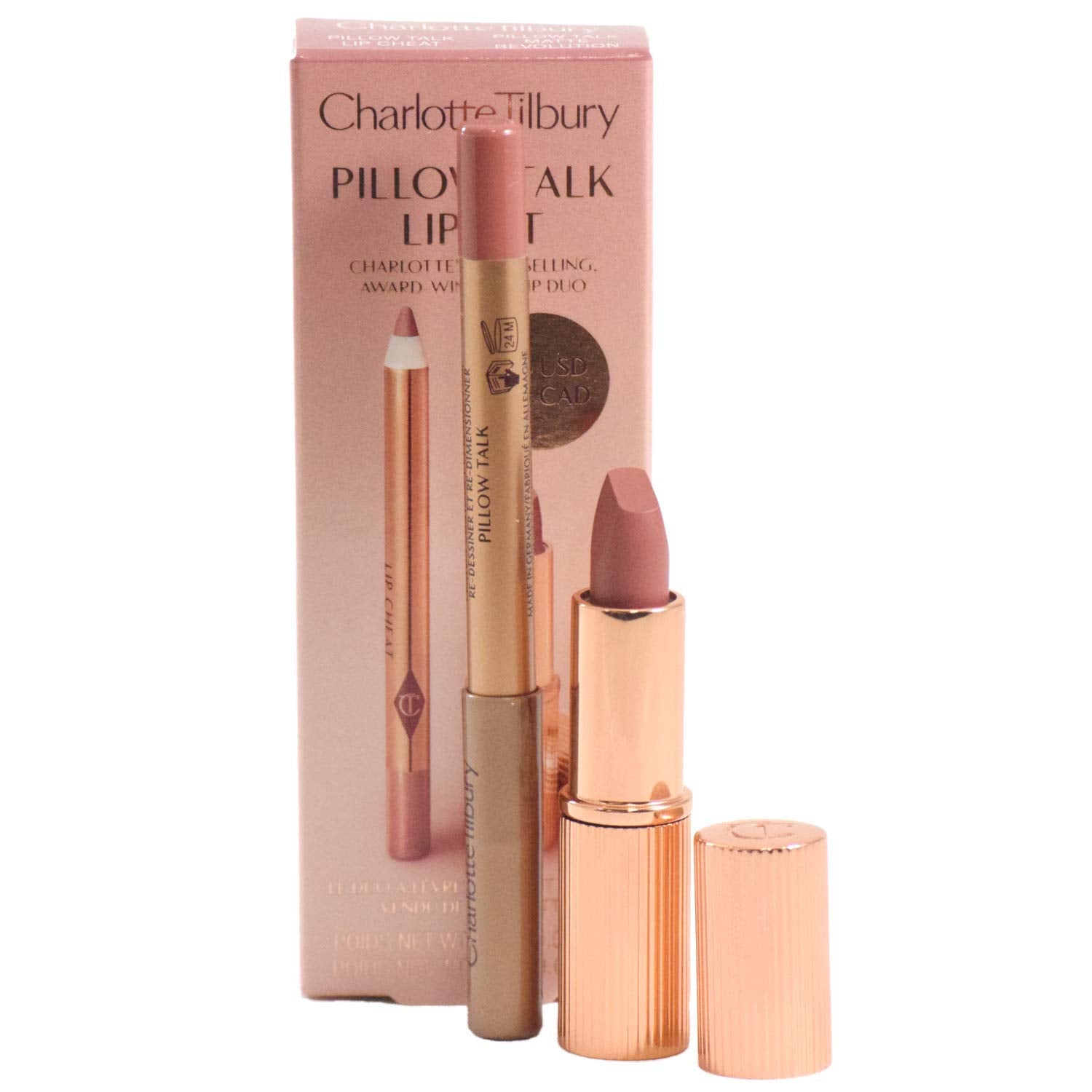 Charlotte Tilbury Pillow Talk Mini Matte Revolution Lipstick And Lip Cheat Lip Liner Mini Travel Size Duo Set