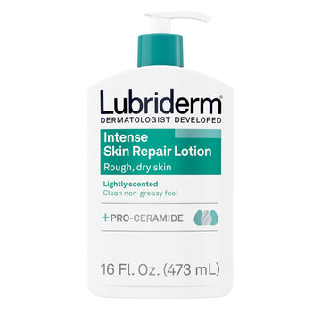 Lubriderm In-Tense Skin Repair Moisturizing Hand & Body Lotion + Pro-Ceramide, 48-Hour Hydration For Rough, Dry, & Sensitive Skin, Non-Greasy, Hypoallergenic, Lightly Scented, 16 Fl. Oz