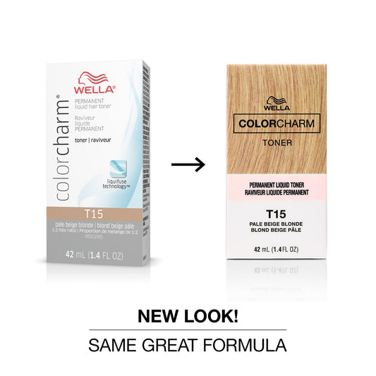 Colorcharm Permanent Liquid Toners| Neutralize Brass| Free Of Parabens| Vegan| T15 Pale Beige Blonde| 1.4 Fl Oz
