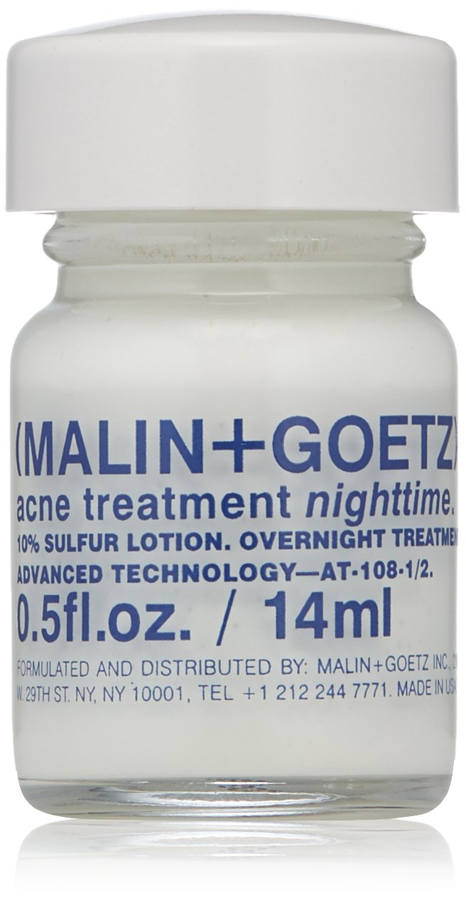 Malin + Goetz Acne Treatment Nighttime, 0.5 Fl. Oz. - Overnight Sulfur Acne Spot Treatment, Blemish Control & Scar Treatment, All Skin Types, Vegan & Cruelty Free