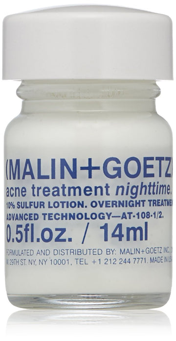 Malin + Goetz Acne Treatment Nighttime, 0.5 Fl. Oz. - Overnight Sulfur Acne Spot Treatment, Blemish Control & Scar Treatment, All Skin Types, Vegan & Cruelty Free